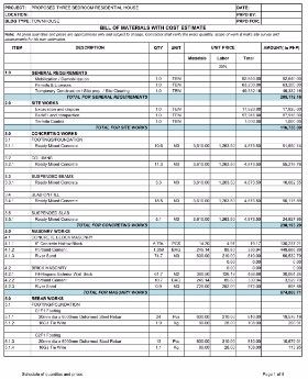 sample bill of materials and cost estimates philippines