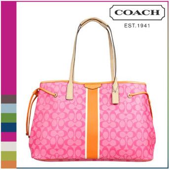 Coach F30521 Pink Signature Stripe Drawstring Large Carryall Bag [ Bags & Wallets ] Metro Manila ...